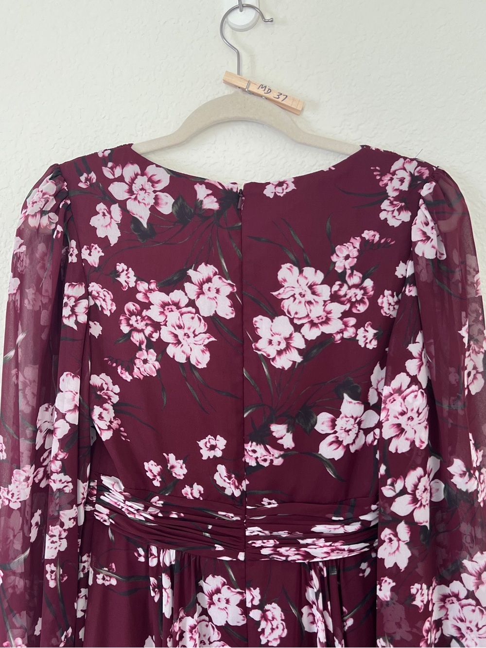 Mac Duggal Wine and Pink Floral Maxi Dress size 4 - Picture 10 of 13